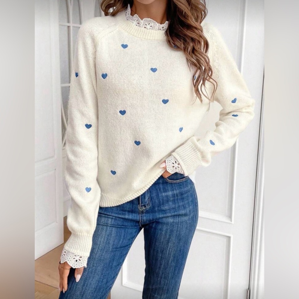 Sweater perfect for Valentine’s Day size L new not tag - Picture 2 of 4